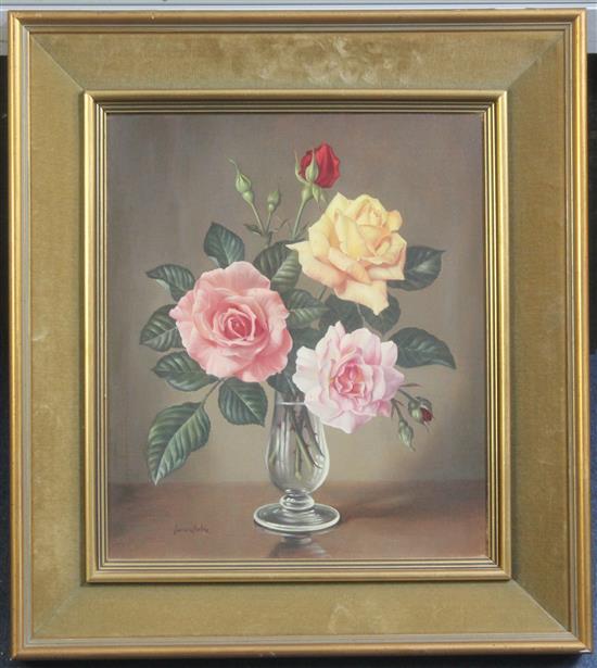 § James Noble (1919-1989) Still lifes of roses, 14 x 11.5in.